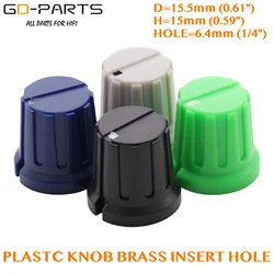 15.5x15mm Plastic Set Pointer Knobs For Hifi Audio Guitar AMP Effect Pedal Stomp Box DJ Mixer Overdrive Radio 6.4mm Brass Hole