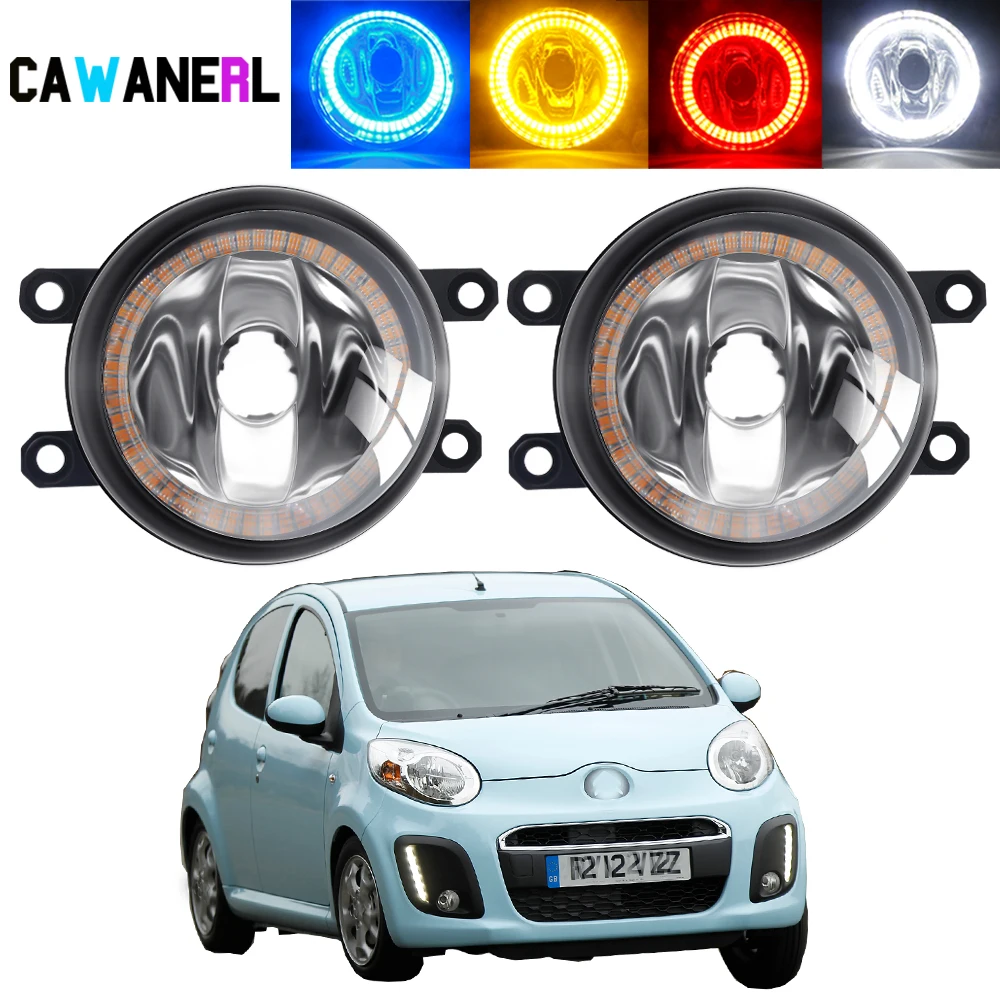 2 X Car Right + Left Angel Eye Fog Light Assembly 20W Fog Daytime Driving Lamp DRL For Citroen C1 (PM_, PN_) Hatchback 2005-2014