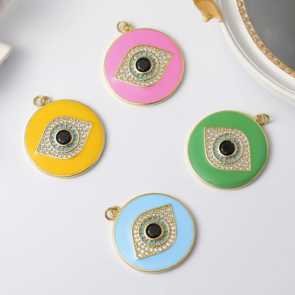 Juya Handmade 18K Real Gold Plated Hamsa Fatima Hand Greek Evil Eye Charms For DIY Trendy Enamel Pendant Talisman Jewelry Making