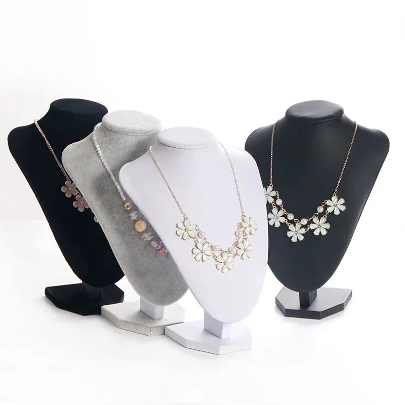 

New Arrival Model Show Exhibitor 6 Gray Velvet Jewelry Display For Woman Necklaces Pendants Mannequin Jewelry Stand Organizer