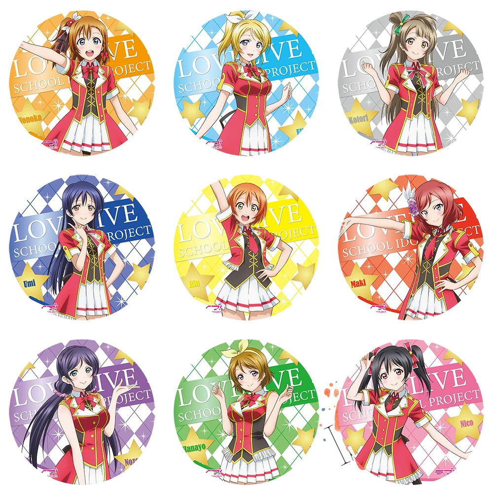 Love Live μ's Anime Badge Honaka Kousaka Eli Kotori Umi Rin Maki Nozomi Hanayo Yazawa Nico Lovelive Metal Badge Brooch Pins