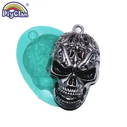 Skull Head Cross Pendant Silicone Mold For Hip Hop Punk Necklace Resin Halloween Chocolate Fondant Cake Decoration Tools Matic