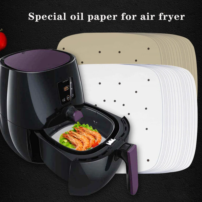 Air Fryer Steamer Liners Premium Perforated Wood Pulp Papers Non-Stick Steaming Basket Mat Baking Cooking Tools