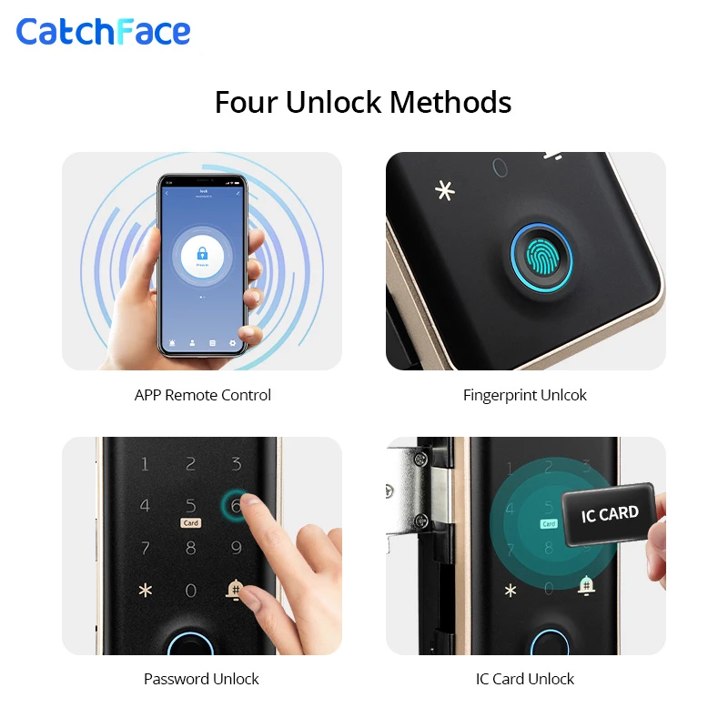 Tuya Smart Lock For Glass Door Fingerprint Code Card Frameless Frame Electronic Door Lock Digital Lock Sliding Door