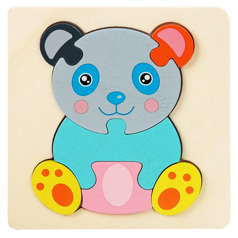 Kinder Holzspielzeug 3D Holzpuzzle Cartoon Tiere Kognitives Puzzle Frühes Lernen Lernspielzeug für Kinder Geschenk