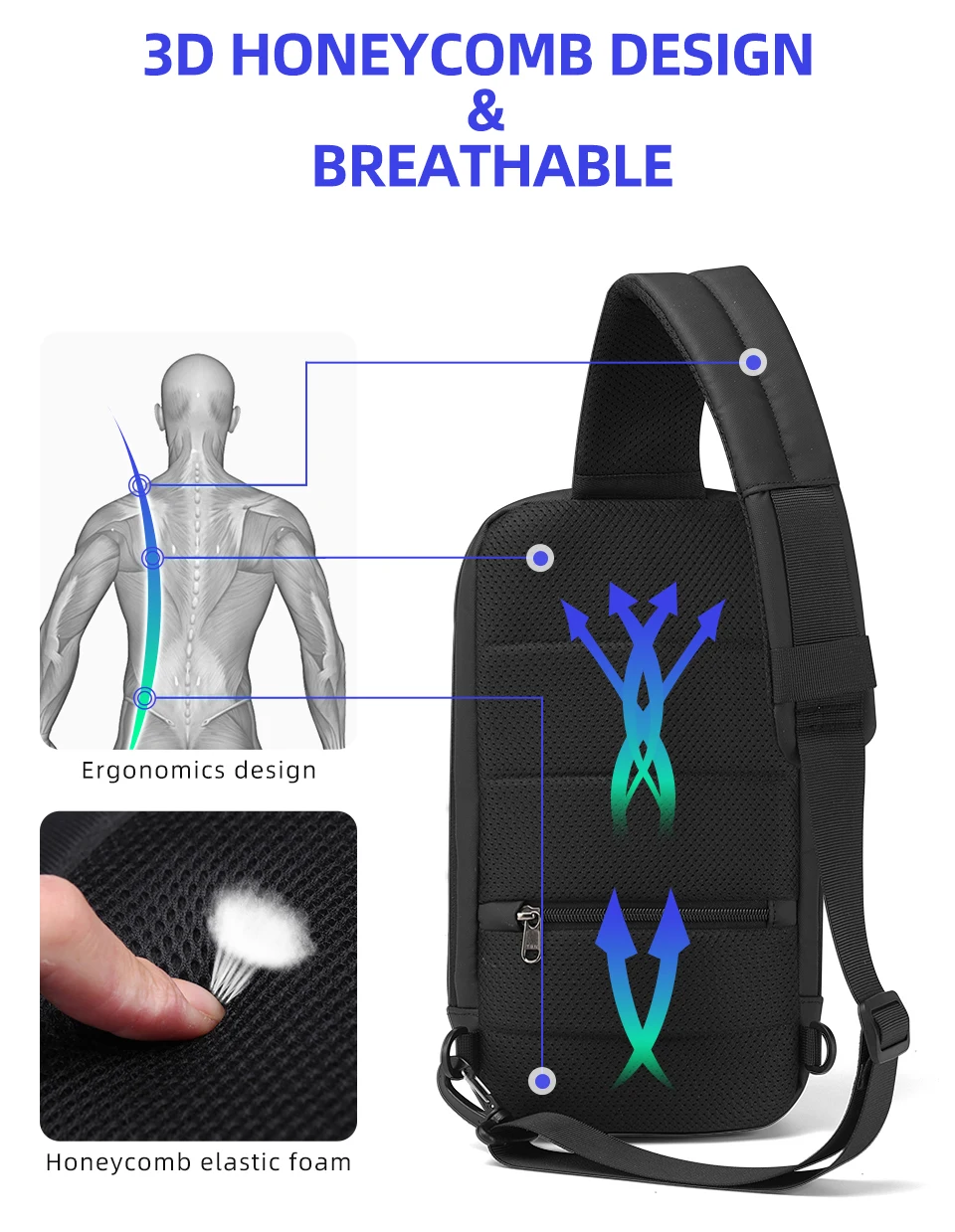Tigernu Mode Männer Hohe Qualität Umhängetasche Spritzwassergeschützte Brust Tasche Anti-diebstahl USB Lade Casual Brust Tasche Männlichen Tasche – Detail 10