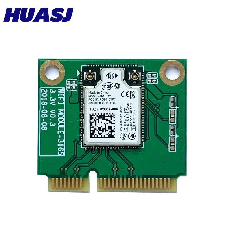 HUASJ двухдиапазонная карта 3165NGW 3165AC mini PCI-E 802.11ac WiFi WLAN 433 Мбит/с 2,4G/5 ГГц BT4.0 для ноутбука