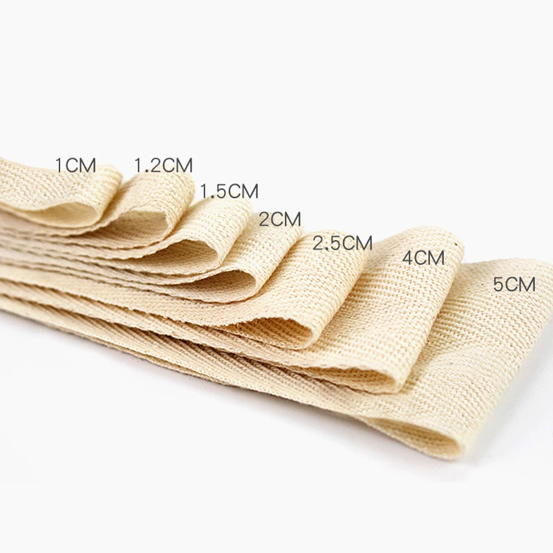 50 Yards Eco-Friendly 100% Cotton Ribbon High Tenacity Belt Bag Lable Ribbon Sewing Tape Bias Binding DIY Crafts Accessories