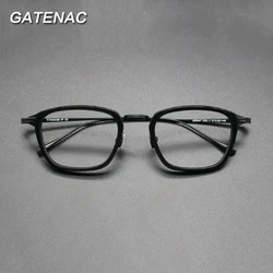 Vintage Acetate Titanium Glasses Frame Men Square Ultra Light Handmade Eyeglasses Frame Women 2025 New Luxury Brand Eyewear