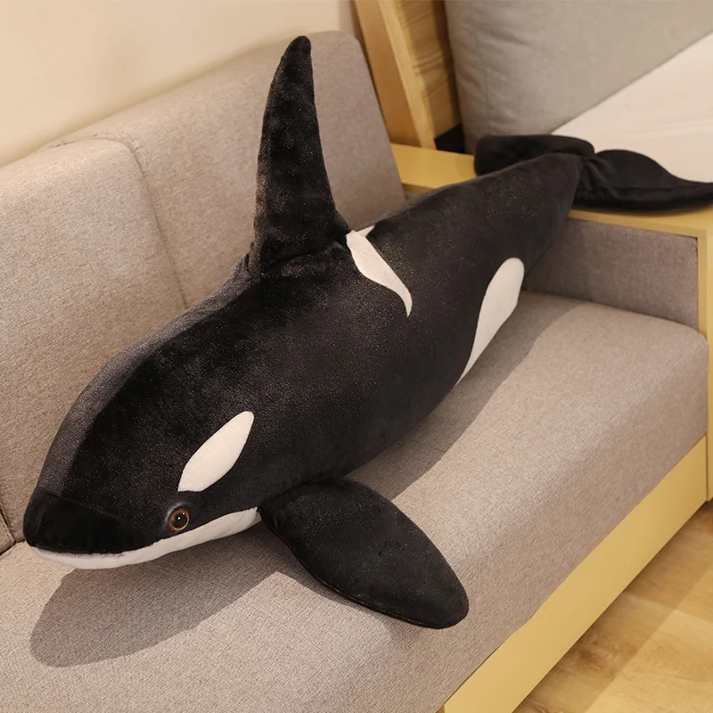 New Lifelike Orcinus Orca Black Killer Whale Plush Toys Big Fish Cloth Doll Shark Stuffed Sea Animals Children Birthday Gift