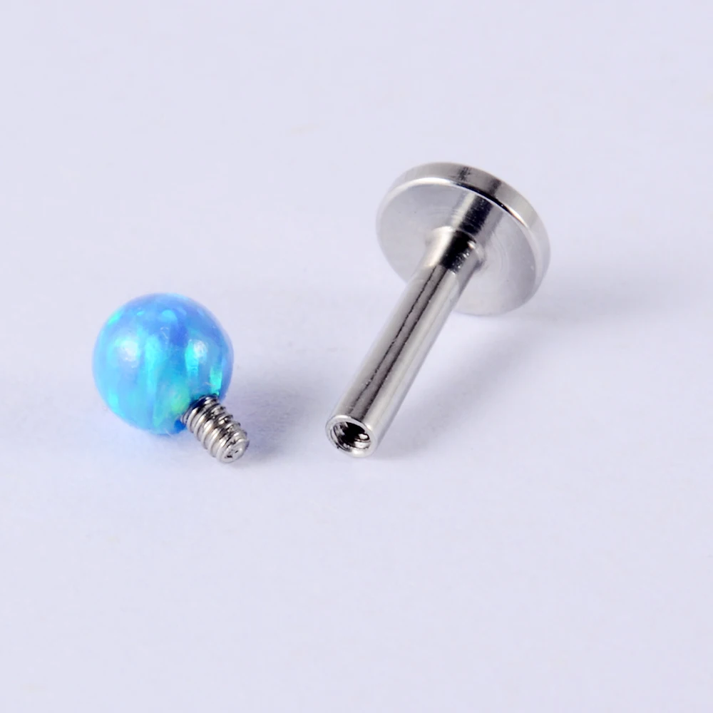 1PC 361L Surgical Steel Opal Ball Lip Stud Internally Threaded 3mm Opal Labret Ear Tragus Cartilage Helix Daith Earring Piercing