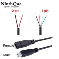 2pin 4pin wire USB 2.0 Type C Male female Plug extension Welding Type USB-C DIY Repair Cable Charger Connector for Huawei Xiaomi