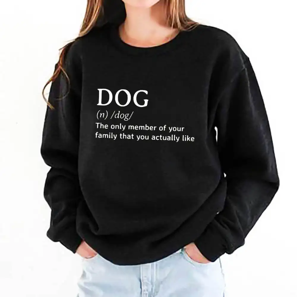 

Dog Definition 100%Cotton Printed Women Sweatshirt Dog Mom Tops Pet Lover Spring Autunm Casual O-Neck Pullovers Long Sleeve Top