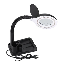 Flexible 5X /10 EU Plug  40 LED Lights Magnifying Glass Illuminated Magnifier Lamp Loupe Reading/Rework/Soldering Table Lamp