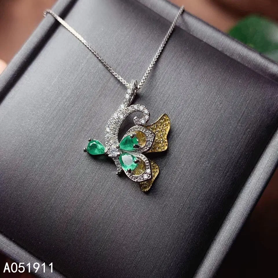 KJJEAXCMY Fine Jewelry Natural Emerald 925 Sterling Silver Gemstone Women Pendant Necklace Support Test Popular Party Gift Girl