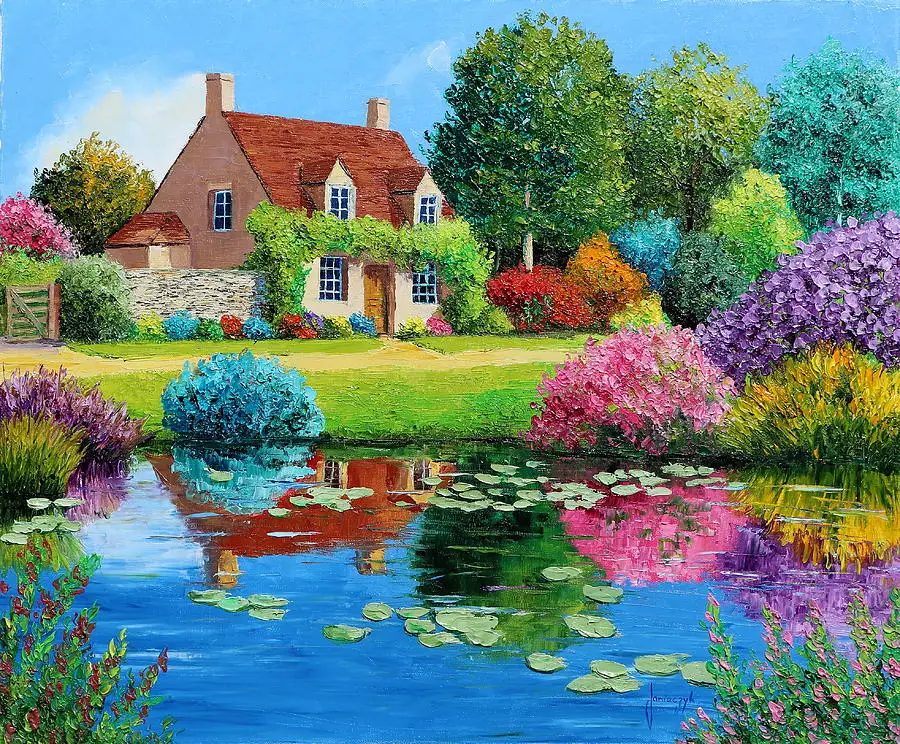 JMINE Div 5D country village garden river Full Diamond Painting cross stitch kits art Scenic 3D paint by diamonds