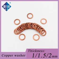 Thickness 1/1.5/2mm M5 M6 M8 M9 M10 M12 M14 M16 M18 M20T3 copper washer O-ring marine gasket flat seal ring fittings