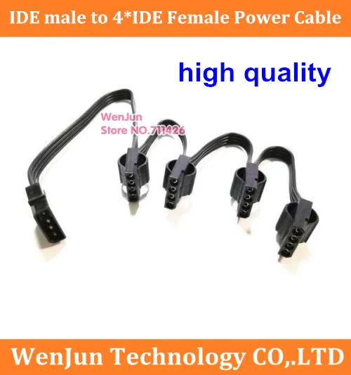 

Free Shipping IDE 1 to 4 extension cable 4 Pin IDE Molex Port to 4 IDE Female Ports Power Supply Cable Cord