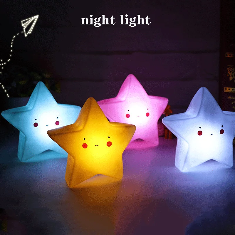 LED Mini Night Light Cartoon Fantasy Star Moon Bedside Light Baby Room Decoration Feeding Night Light Children Gift Toy