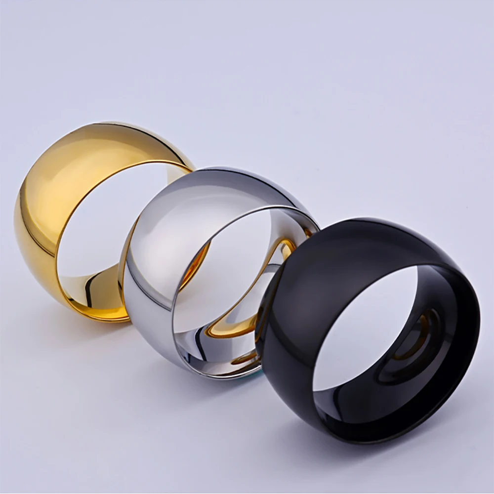 Simple 11mm Wide Large Ring For Men Super Wide Silver Gold Black Color Ring Smooth Classic Simple Ring Wedding Jewelry