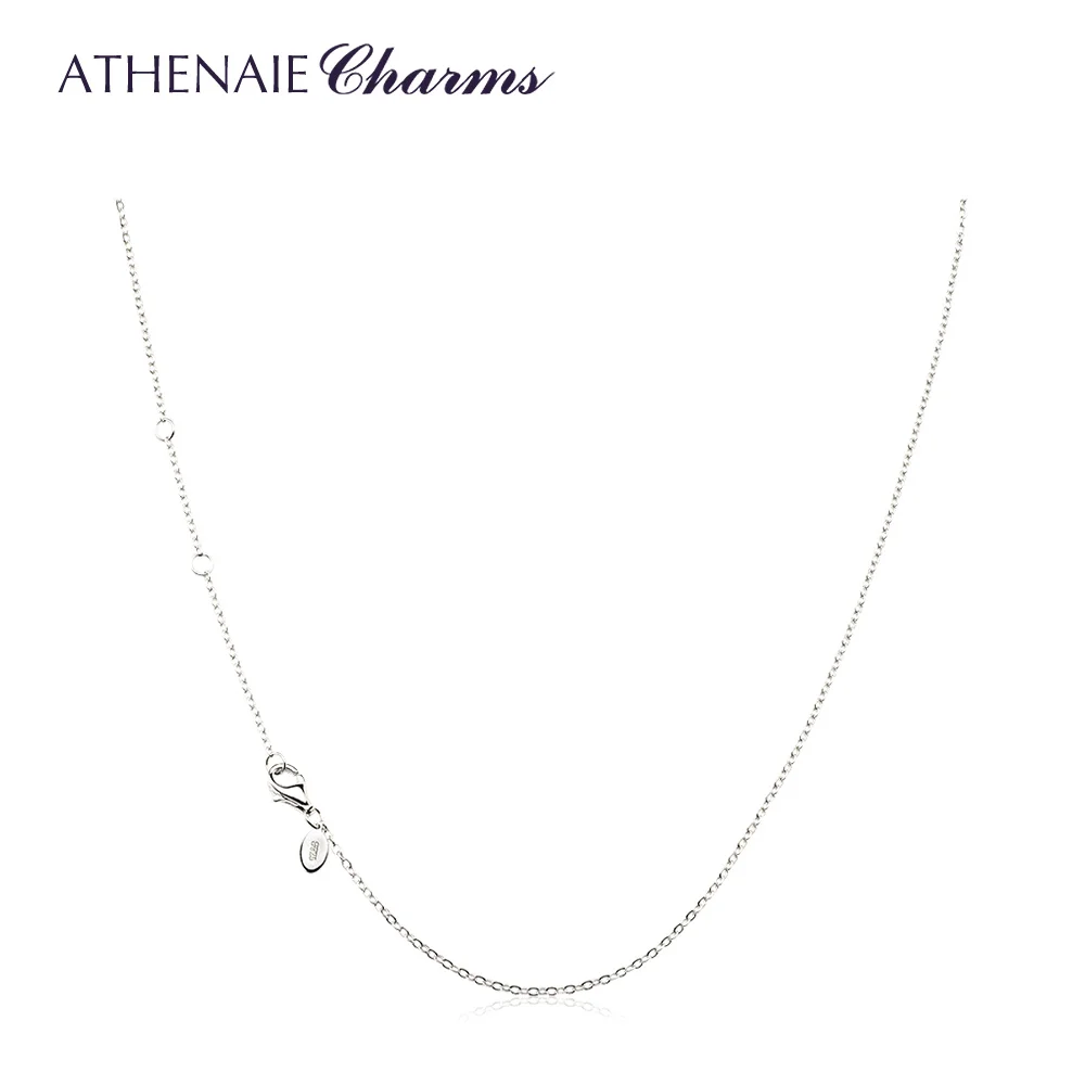 ATHENAIE 925 Sterling Silver Basic Necklace Chain with Lobster Clasp for Pendant Charms Adjust Length