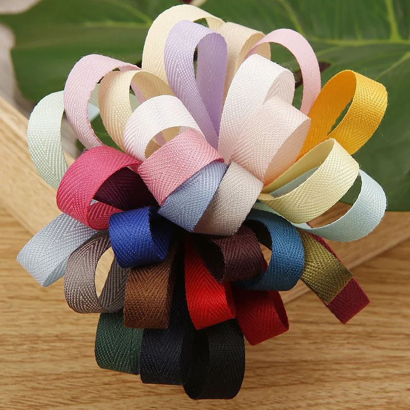 10mm Woven Ribbon Herringbone Tape Cotton Polyester Cloth Belt Overlock Accessories Multi Color Canvas Webbing Strap 1cm 50Yards