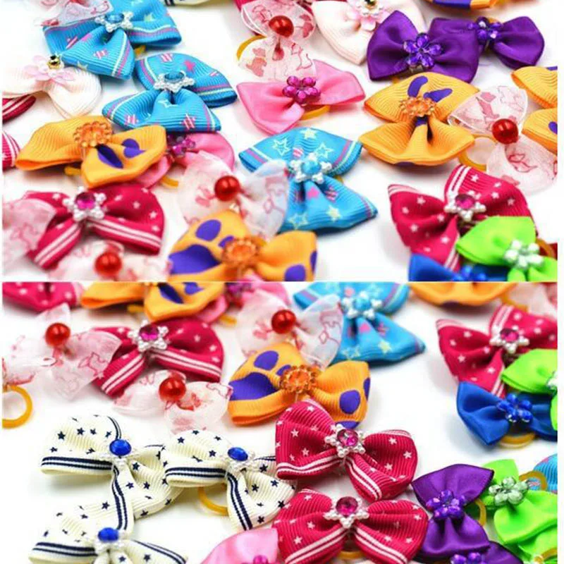 20/50/100pcs /Set Dog Hair Flower Pet Dog Hair Bows Pet Hair Accessories Dog Hair Elastic Bands Cat Decoration Bows