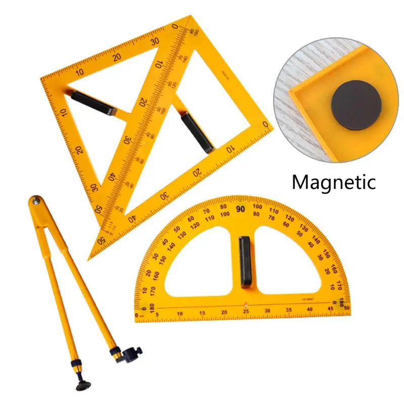 Righello didattico multifunzione Set bussole triangolari righello di misurazione goniometro
