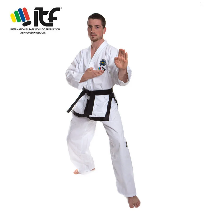 Ultraleve itf taekwondo terno taekwondo uniforme assistente quimono bordado padrão artes marciais doboks 1-3 dan para adulto