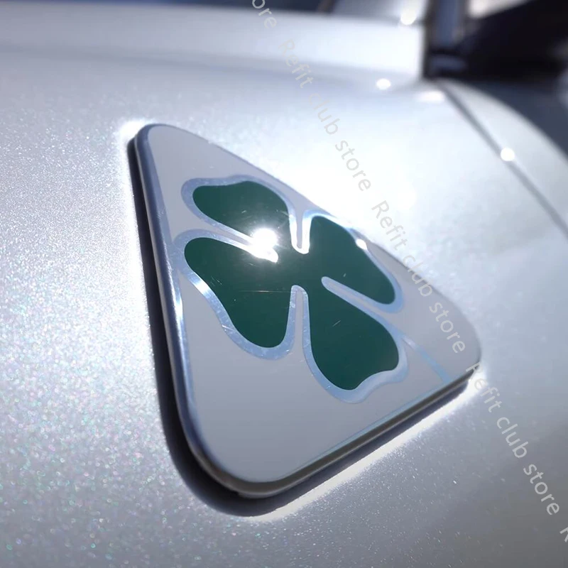 1 Pair Aluminum Fender Decoration Stickers Four Leafs Clover For Alfa Romoe Giulia Stelvio Exterior Stickers Car Accessories