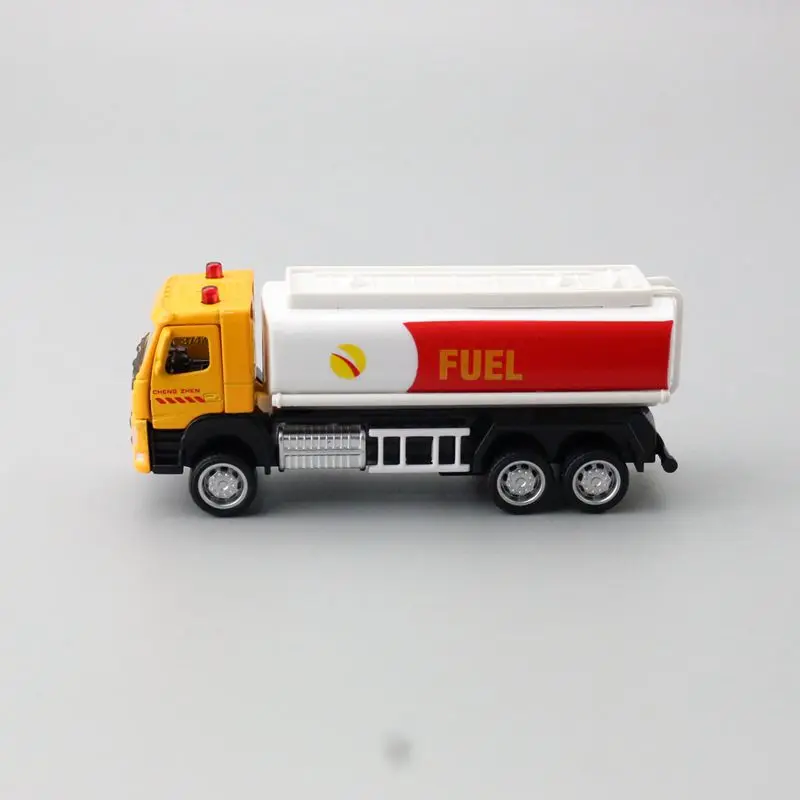 Diecast Metal Toy Car Model 1:72 Scale Oil Tnak Container Truck Engineering Pull Back Educational Collection Gift Kid Match Box