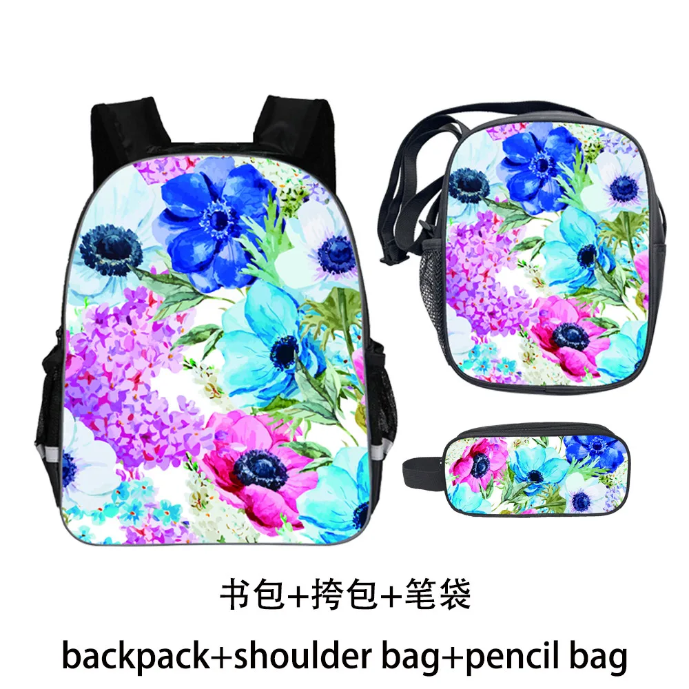 

Flower Dinosaur Backpack Set Teenagers Girls Boys Toddler Cat Kid School Book Bags Men Women Rock Mochila Bolsa