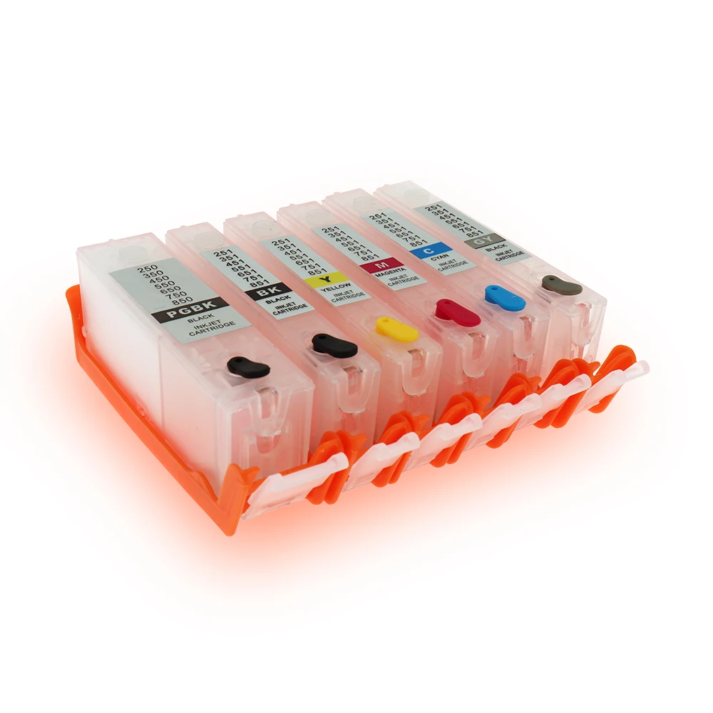 550 551 Cartridge 6pcs PGI-550 CLI-551XL refillable Ink cartridge with ARC chips For CANON PIXMA MG6350 MG7150 iP8750 MG7550