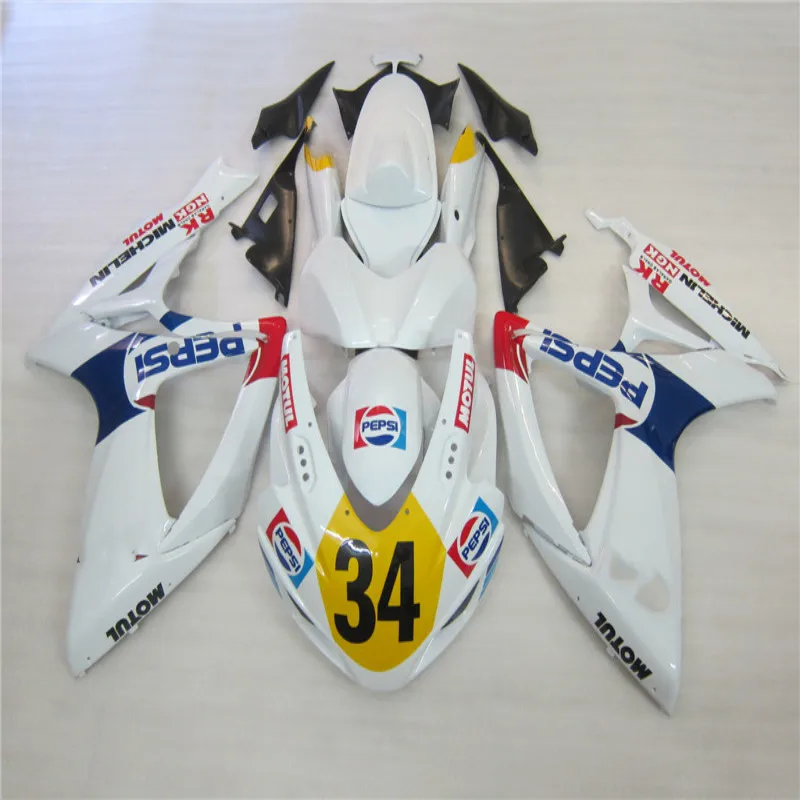 Best price Bodywork Fairing kit for SUZUKI K6 K7 Injection Molding GSXR 600 750 2006 2007 white gsxr600 fairings