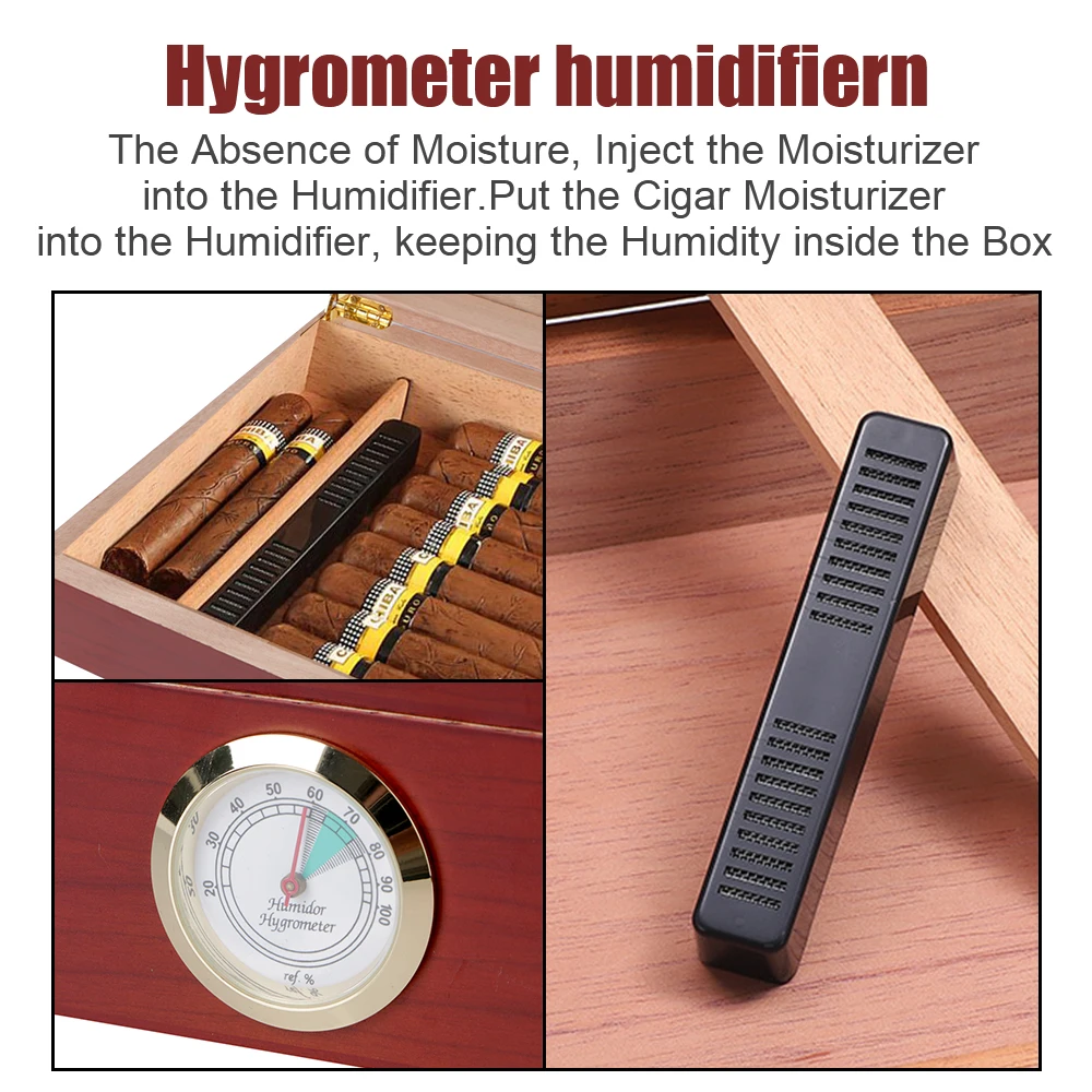 Cigar Travel Humidor Box Cedar Wood Cigar Humidor Case With Hygrometer Humidifier Transparent Skylight Smoking Accessories