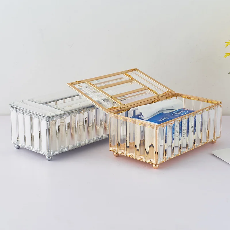 Simple Crystal Tissue Box for Home, Living Room, Coffee Table Drawers, Desktop Napkin Storage Box, Creative Car