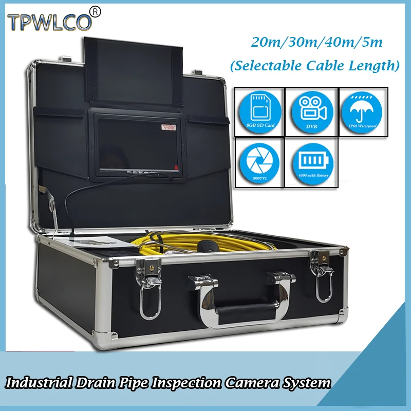 

New Industrial Drain Pipe Inspection Camera System With 7" Screen 20-50m Cable Sewer Endoscope Camera 8GB Card With DVR Function