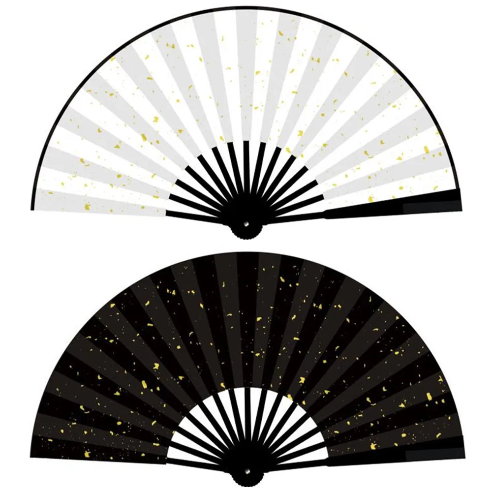 Large Chinese Silk Folding Fans for Dancing Costume  Decorative DIY Paintings Calligraphy High End Black Bamboo Bone Hand Fan