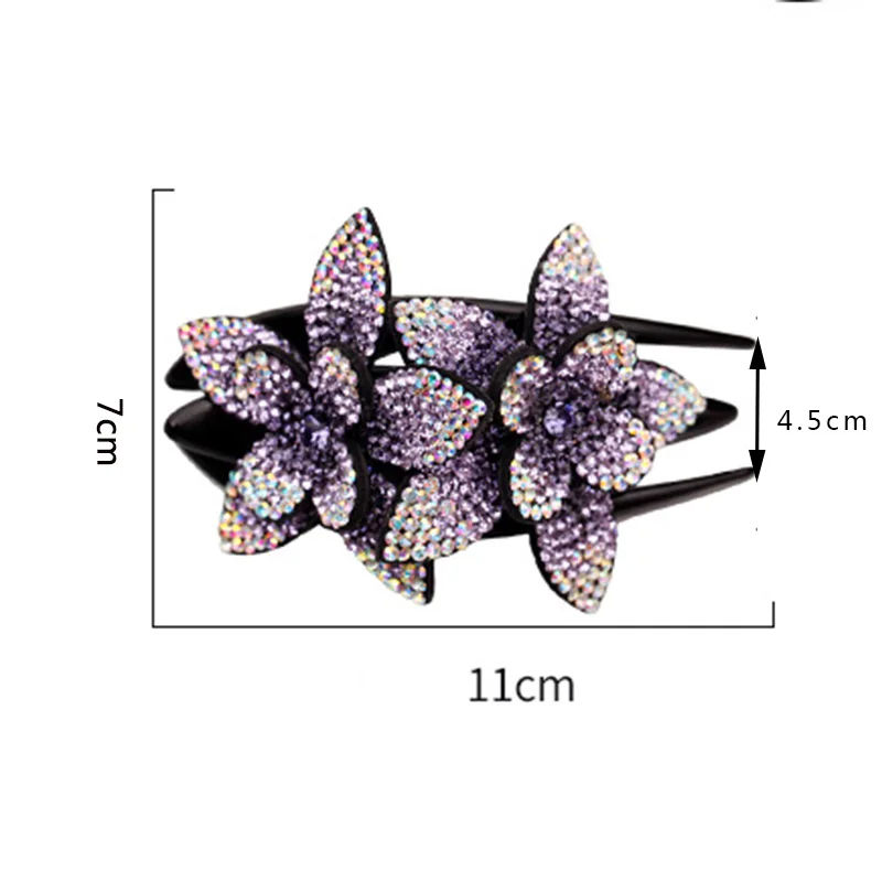 Lystrfac Female Large Rhinestone Flower Hair Claw Duckbill Clip Headdress Hairpin Plate Hair Grab Fashion Hair Accessories