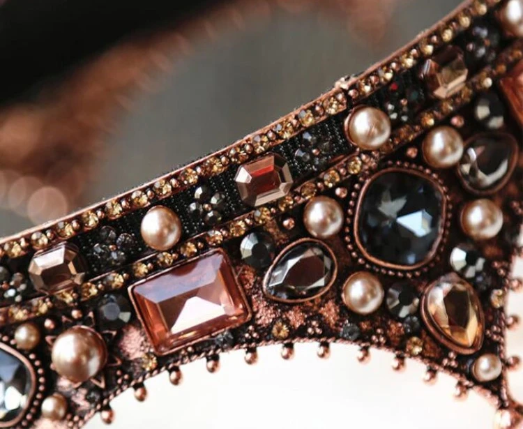 تيجان وتيجان باروكية مستديرة كريستالية عتيقة للنساء والرجال ملك الملكة الملكية لحفلات الزفاف وإكسسوارات مجوهرات الرأس #3