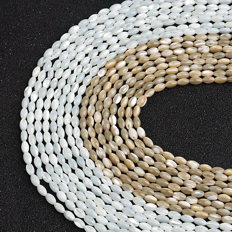 Natural Stone White Rice shape Beads For White Shell Stone Beads Jewelry DIY Making Bracelet Necklace 15\'\' 4*7mm Beadtales