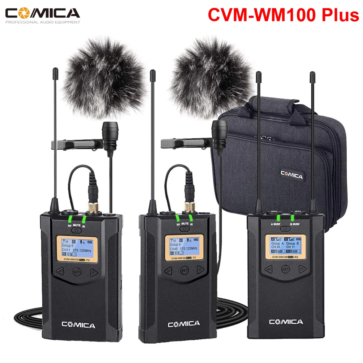 

Comica CVM-WM100 Plus UHF 1-Trigger-2 Wireless Lavalier Microphone System for Sony Canon DSLR Camera Camcorders Smartphones