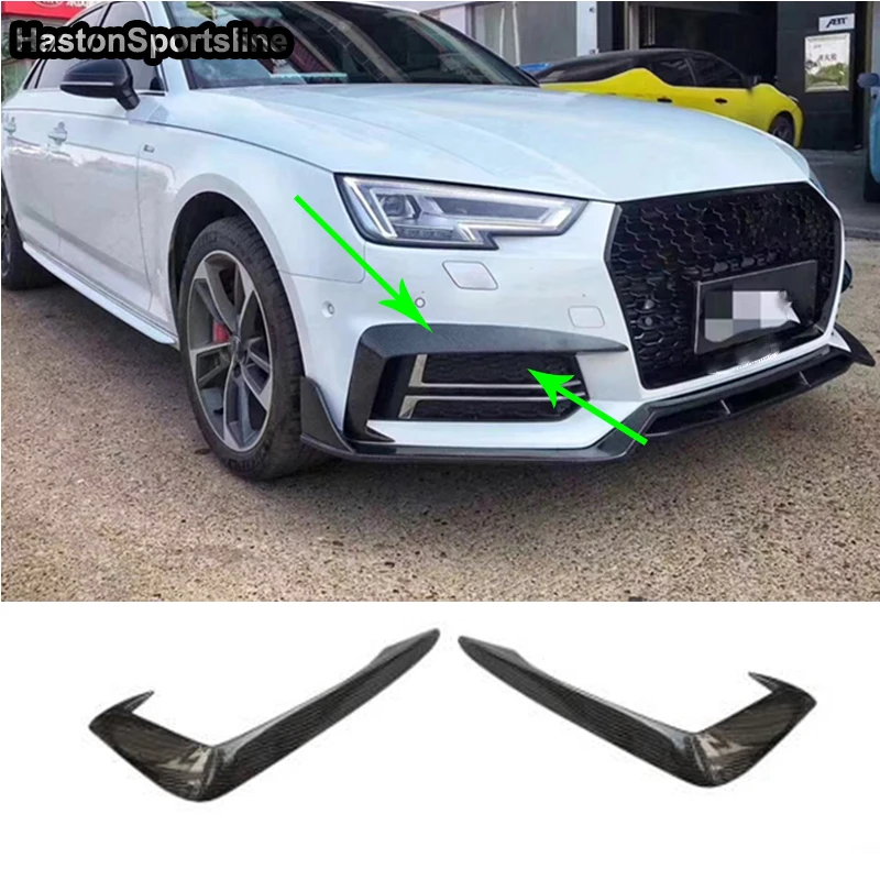 S4 B9 Sline Carbon Fiber Front Bumper Splitter Apron Flap for Audi S4 SLine 2017~2019