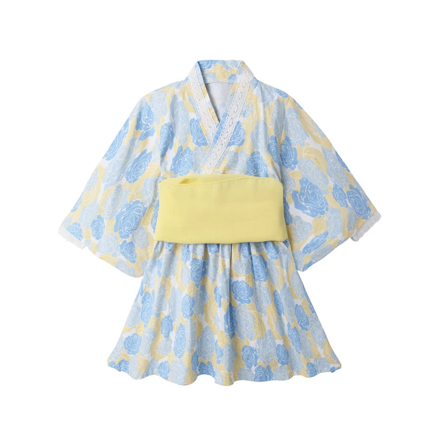 Baby Girl Rompers Japanese Style Kawaii Girls Floral Print Kimono Dress for Kids costume Infant Yukata Asian Clothes