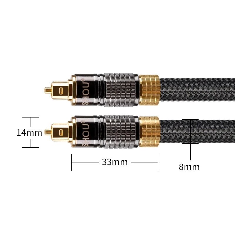 Moshou-cabo de áudio ótico digital com oxigénio, fibra spdif, som 5.1 7.1 para amplificador de tv blueray ps4 e xbox dvd, 5m