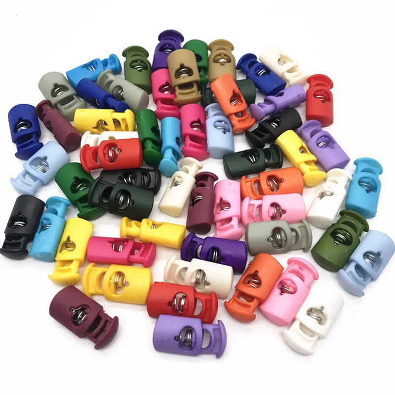 10/50Pcs High-grade Single hole Plastic Stopper Cord Lock Tighten Spring Cord End Buckles DIY Clothes Setting Button Accessories