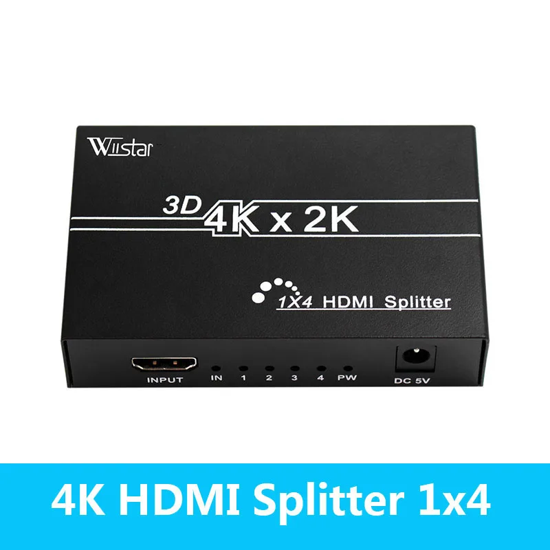 

Wiistar HDMI Splitter 1x4 HDMI Converter 4k 1080P 1 In 4 Out Switcher Support 1.4V 3D for HDTV STB HDMI Splitter 4 Ports