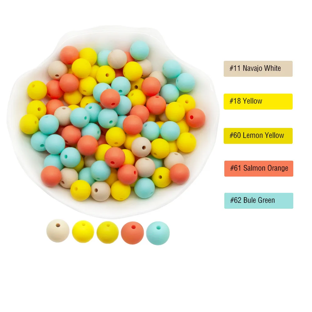 Cute-idea 9/12/15/19mm 50PCs/lot Silicone Beads Teether Pacifier Chain Accessories Handmade Baby Product Toy Teething BPA Free