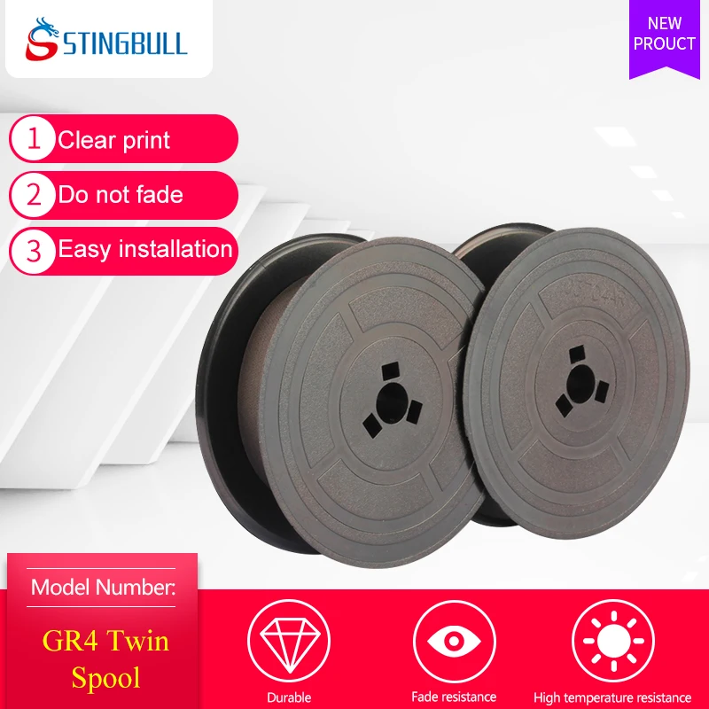 STINGBULL Width12.7MM*Length10M GR4 Twin Spool Ribbons Cartridges 10M High Quality Black Printer Ribbon For Typewriters