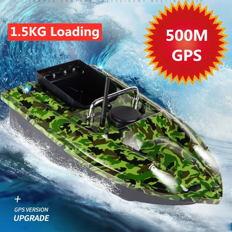 GPS Fishing Bait Boat 500m Distance Control Fishing Bait Boat 1.5KG Load GPS Position Location One Key Return RC Nesting Boat